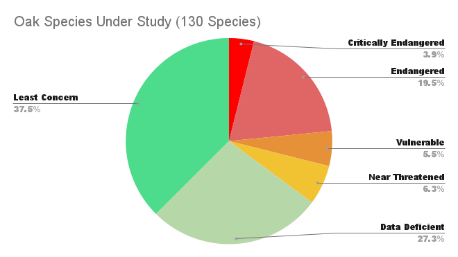 Pie Chart: Oak species under study