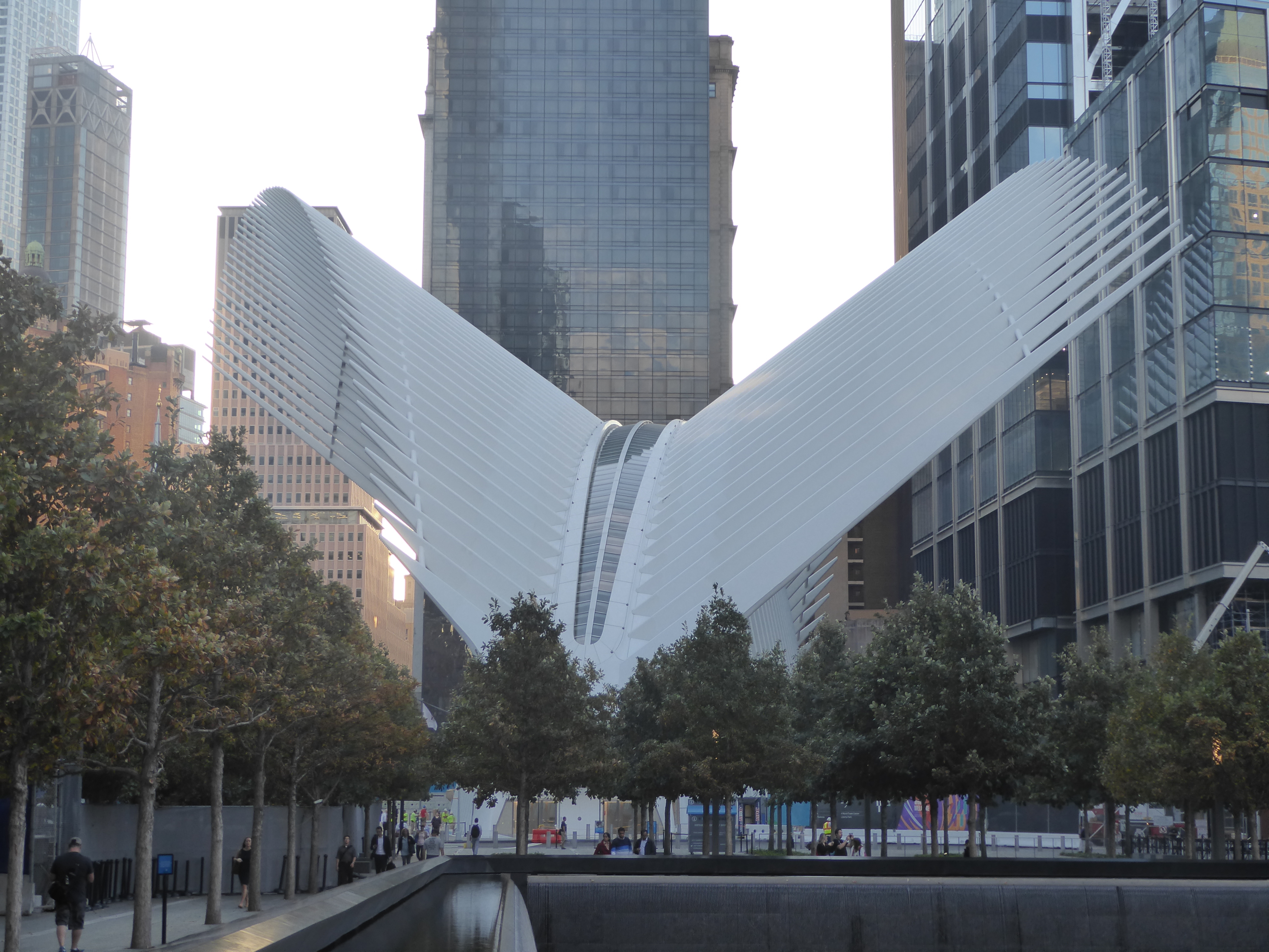 	The "Oculus", the World Trade Center Transportation Hub designed by Spanish architect Santiago Calatrava to resemble wings spread in flight.