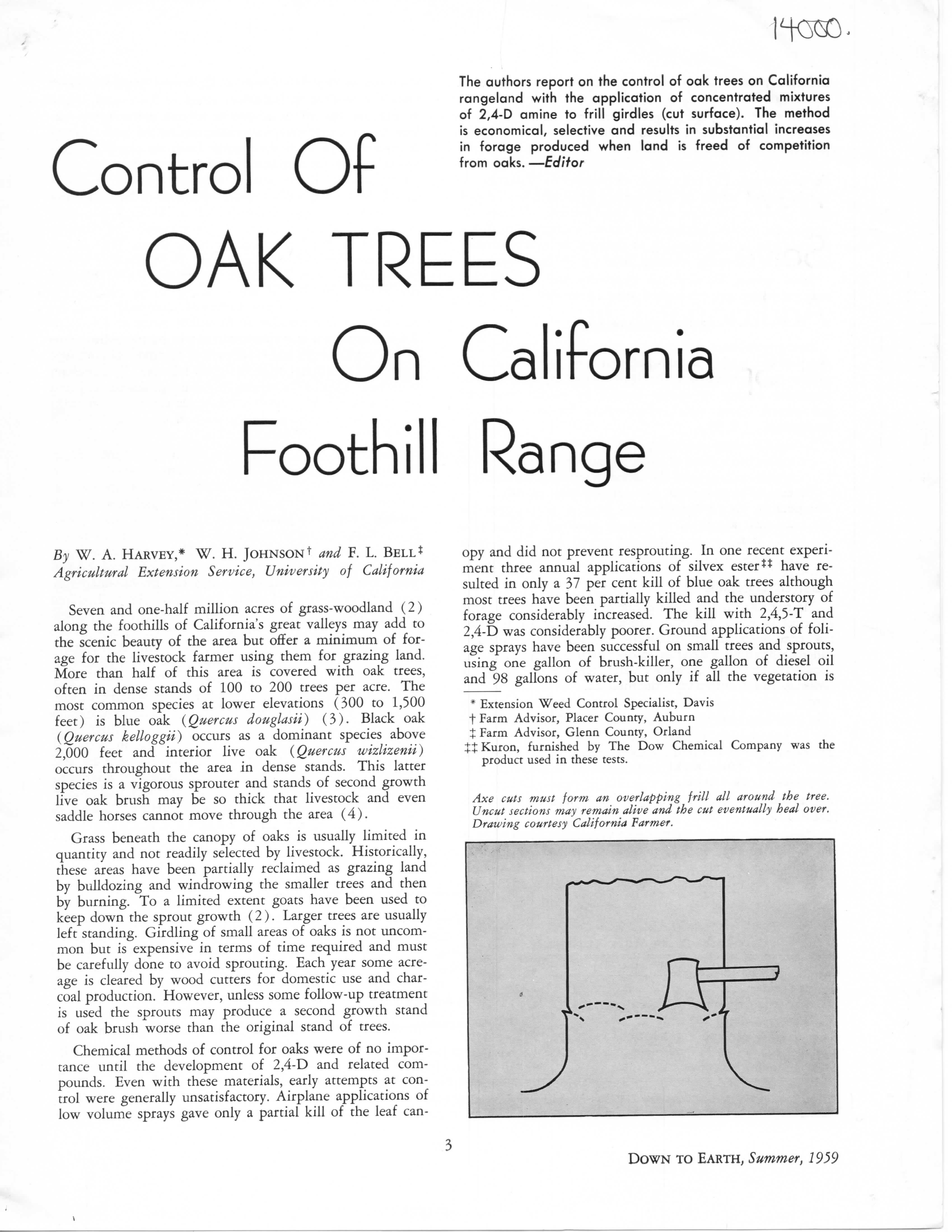 Control Of Oak Trees On California Foothill Range