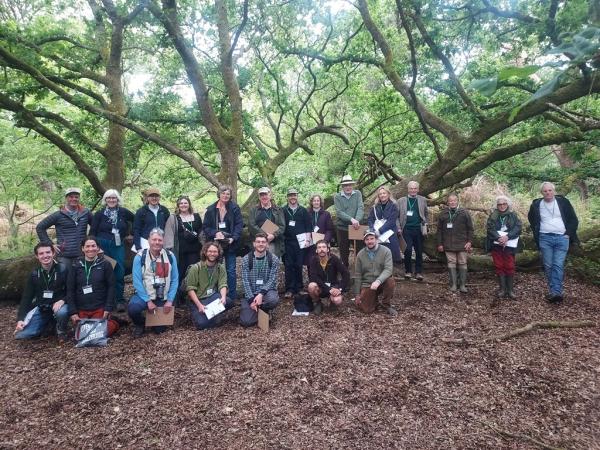 The group by a fallen oak at Wynkcoombe Arboretum The group by a fallen oak at Wynkcoombe Arboretum