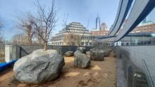 A Garden of Stones with Freedom Tower in background