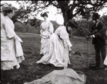 Miss Emily Talbot helps plant an oak (number 1 or 2, Quercus ×rosacea aff. robur), 1904; image courtesy Thomas Methuen-Campbell